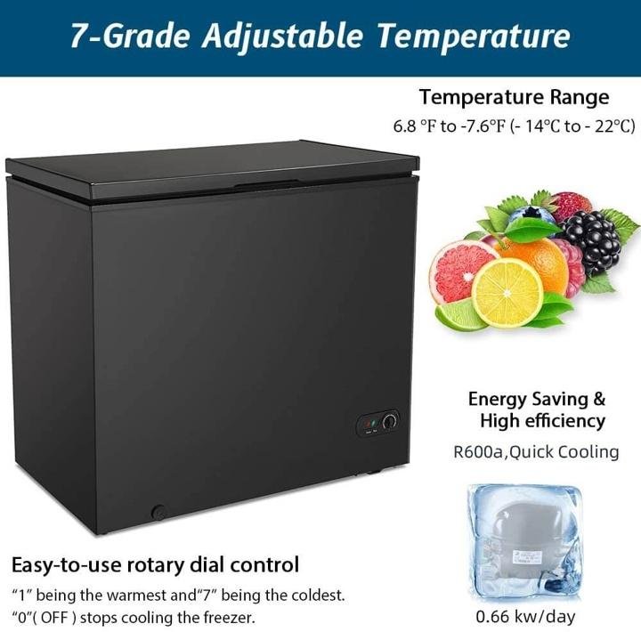 R.W.Flame 7.0 Cubic Feet Black Chest Freezer Little Freezer Removable Basket - Image 3