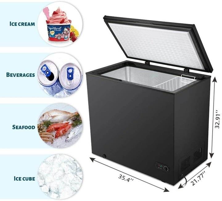 R.W.Flame 7.0 Cubic Feet Black Chest Freezer Little Freezer Removable Basket - Image 6