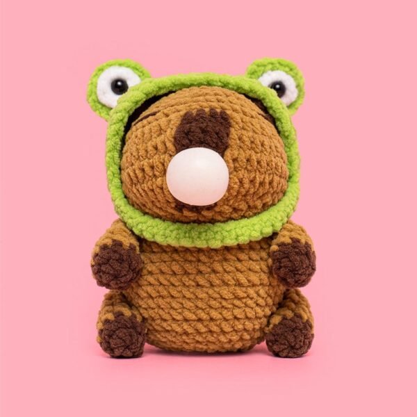 Capybara Crochet Kit With A Frog Hat